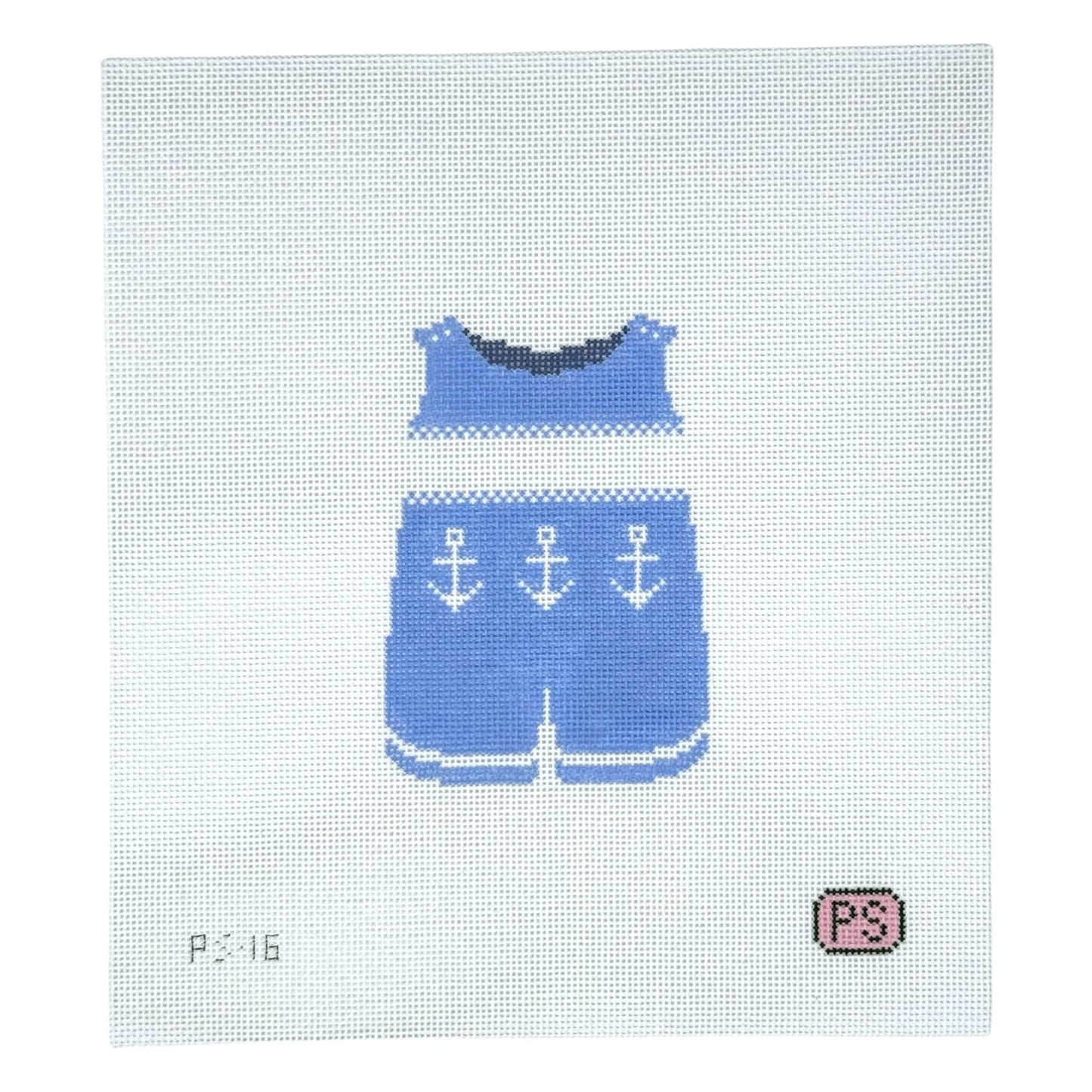 Big Boy Jon Jon Nautical Outfit Needlepoint Canvas, Baby Outfit Needlepoint Canvas, 4.5x3 design, 18 mesh (Copy)