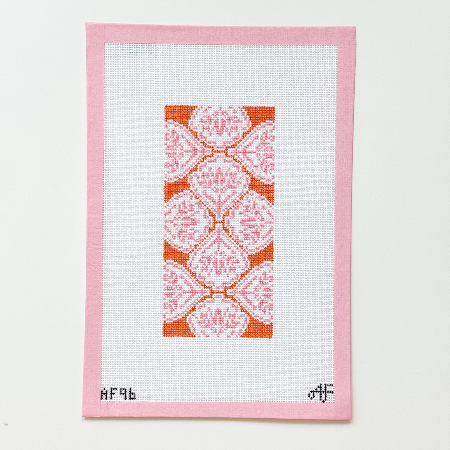 Medallion Orange Pink Sunglasses Case Needlepoint Canvas, 14 Mesh, 3.25" x 7" Design
