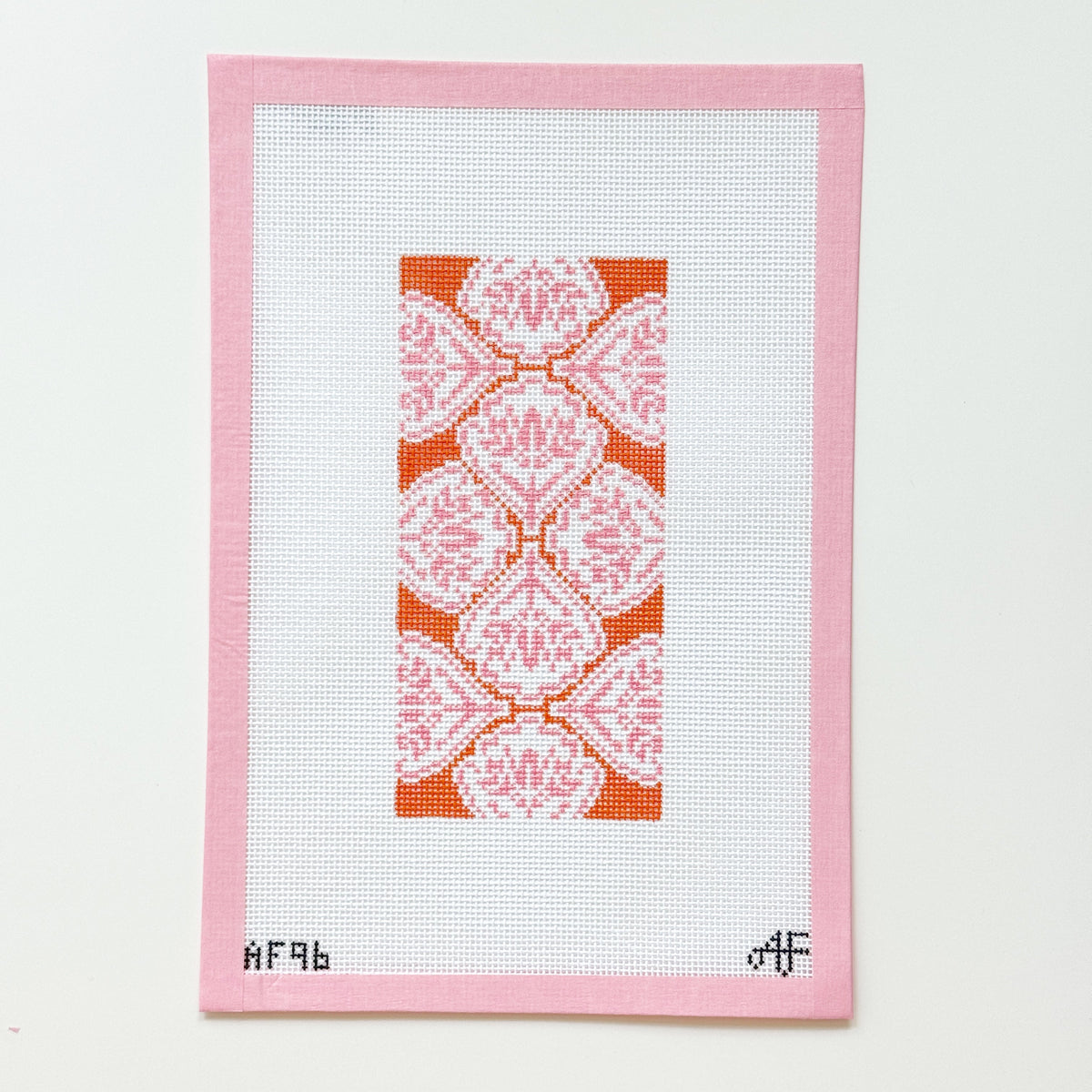Medallion Orange Pink Sunglasses Case Needlepoint Canvas, 14 Mesh, 3.25" x 7" Design