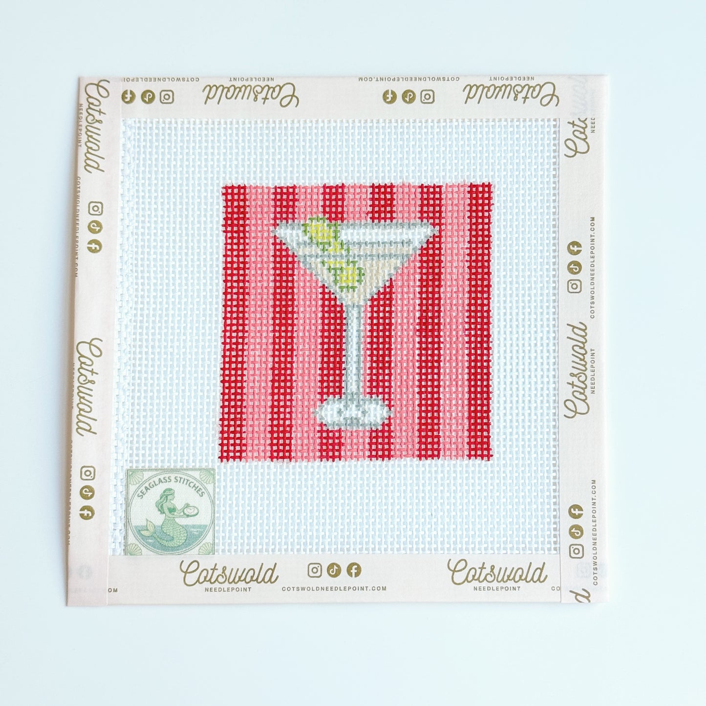 Martini Needlepoint Canvas, Cocktail Needlepoint, 13 Mesh, 3.5x3.5 Design