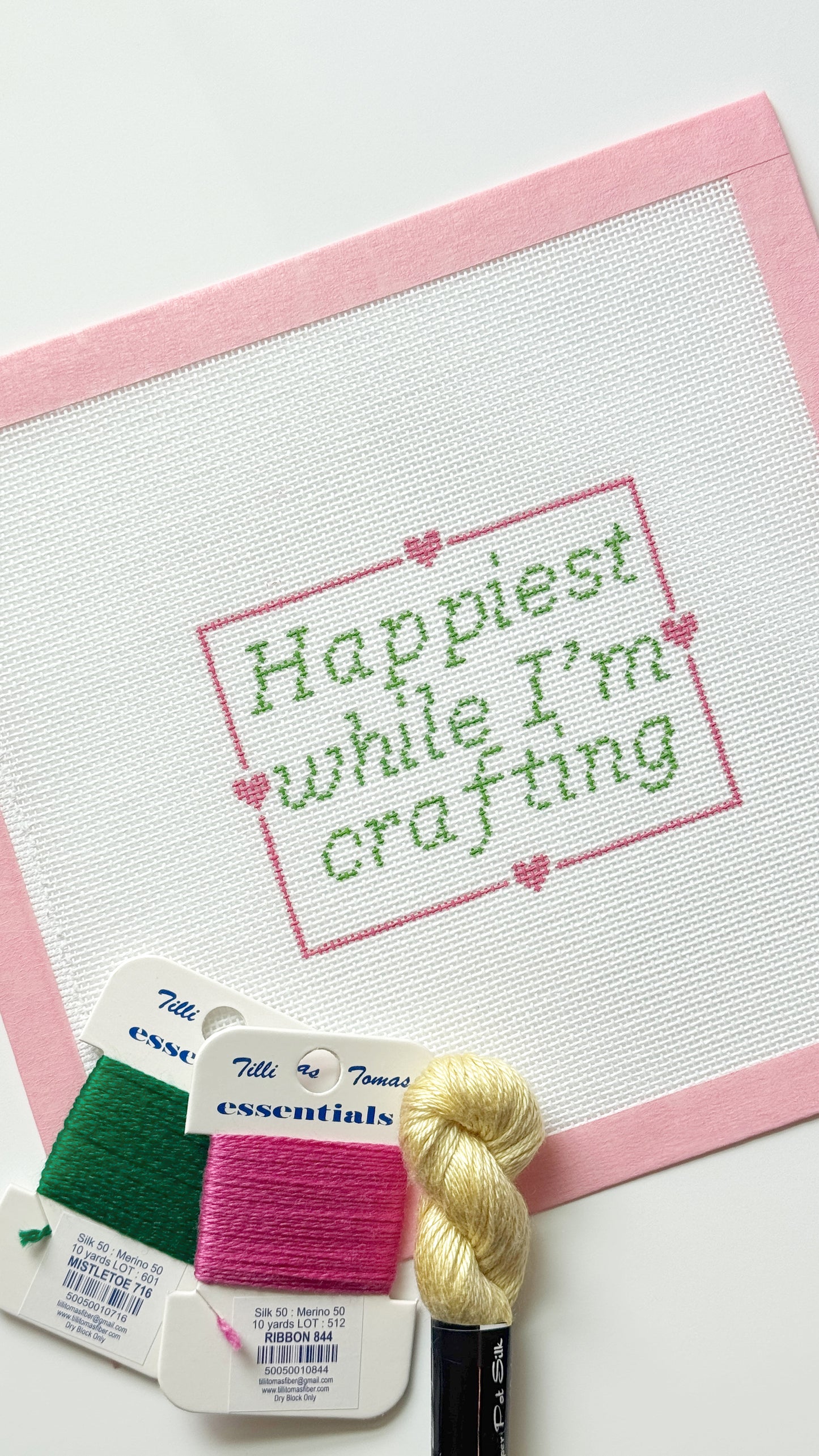 Happiest While I’m Crafting Crafting Needlepoint Canvas, 18 Mesh, 4x4 Design