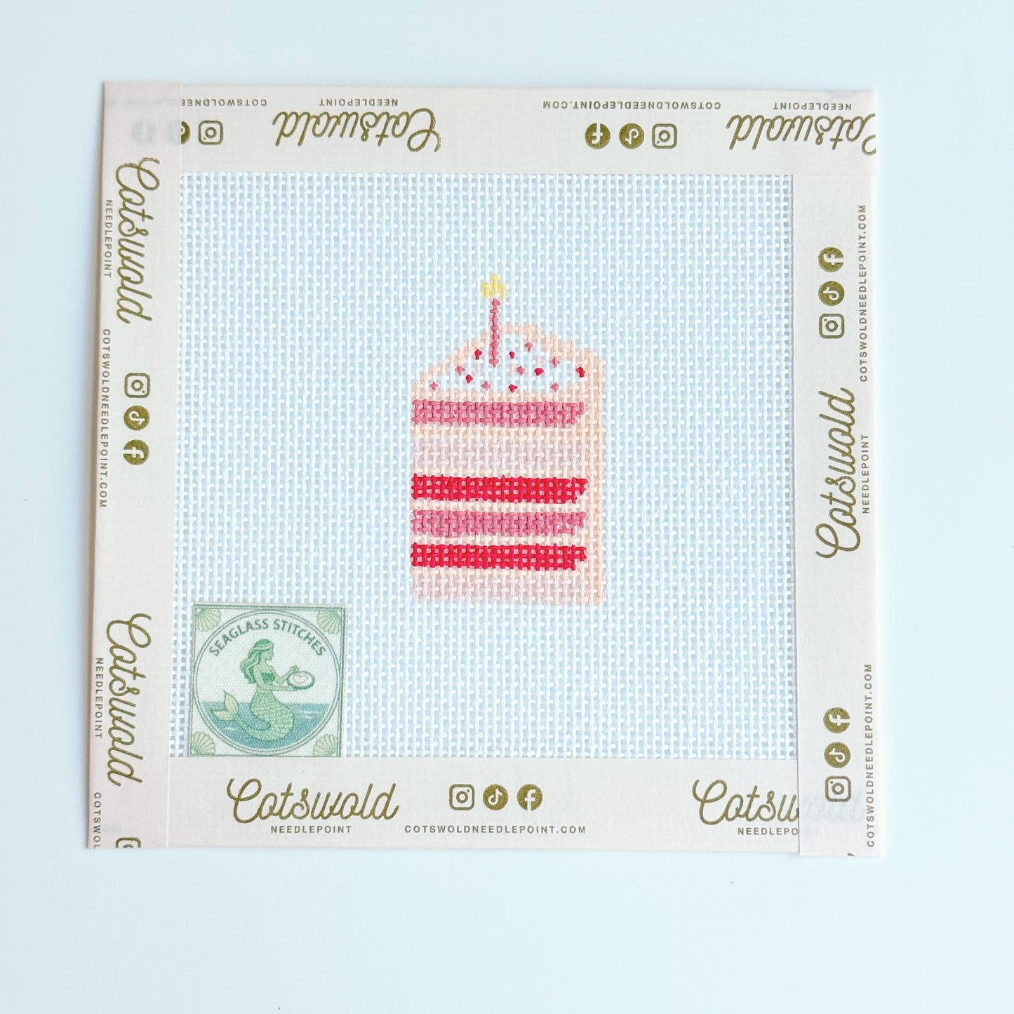 Mini Birthday Cake Slice Needlepoint Canvas, 18 Mesh, 1.5x2.5 Design
