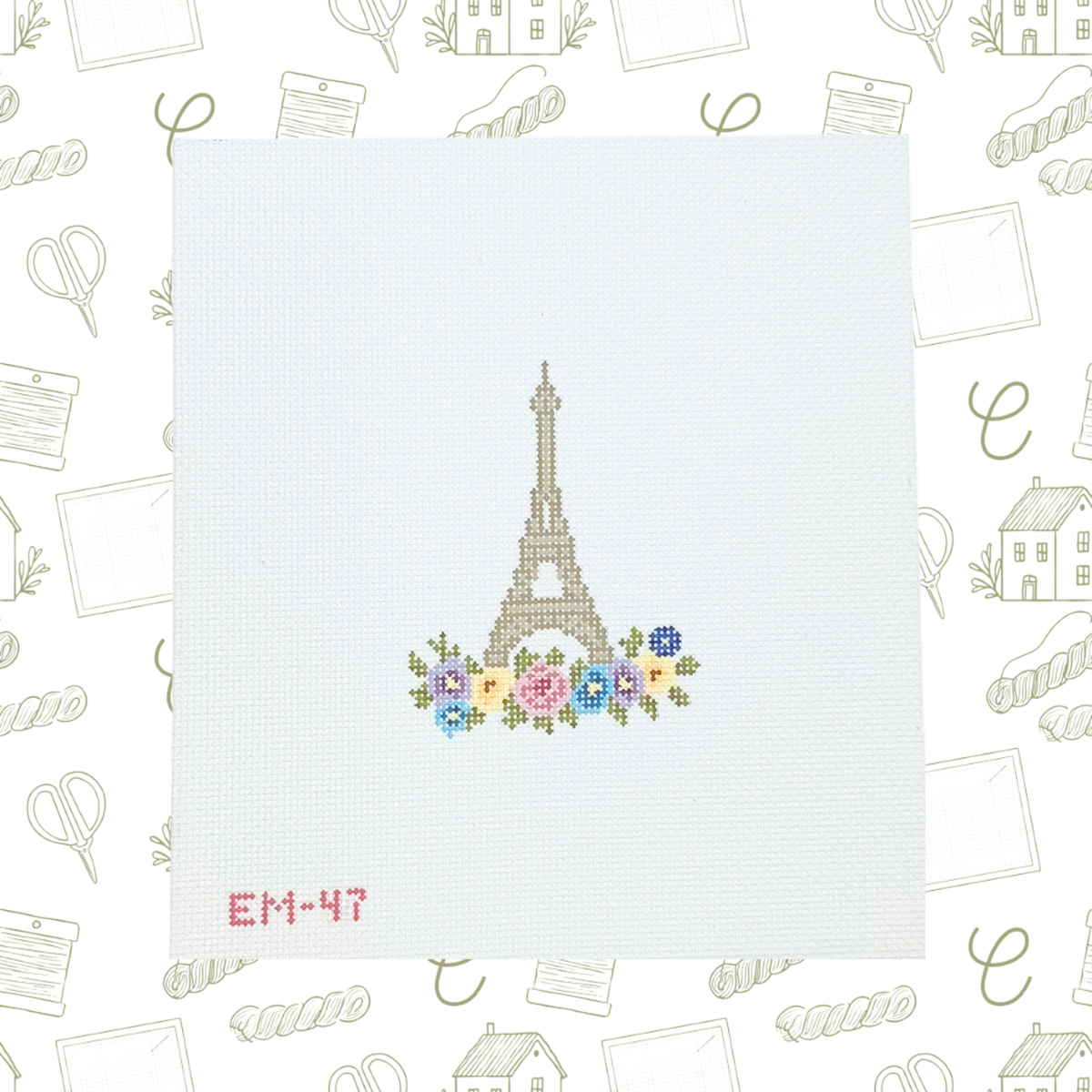 Eiffel Tower Needlepoint Canvas, 18 Mesh, 3.44"x2.6" Design Size