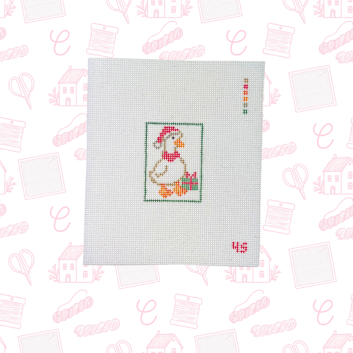 Christmas Goose Needlepoint Canvas, 14 Mesh, 2"x3" Design Size