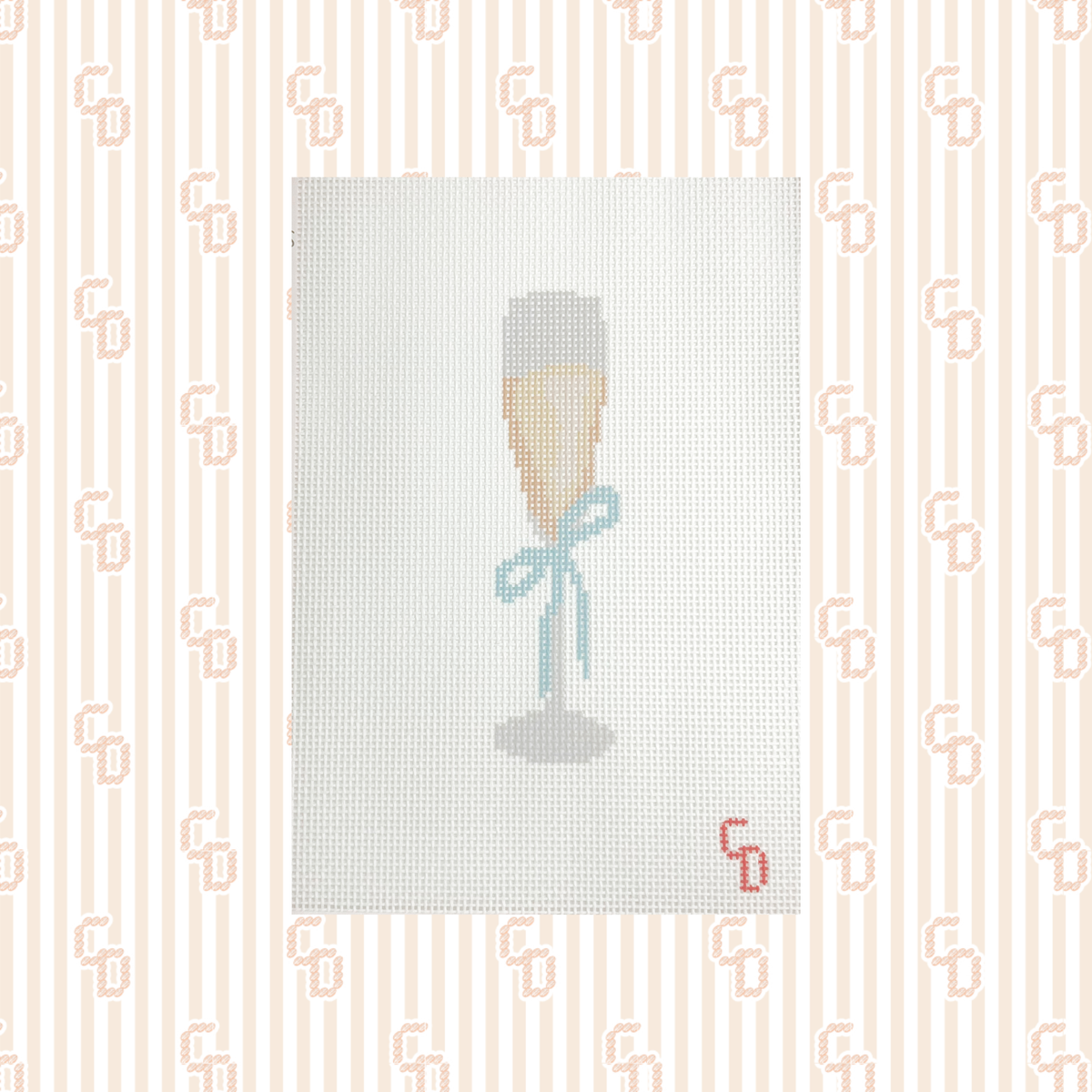 Champagne Flute Needlepoint Canvas, 13 Mesh, 1.5"x6" Design Size