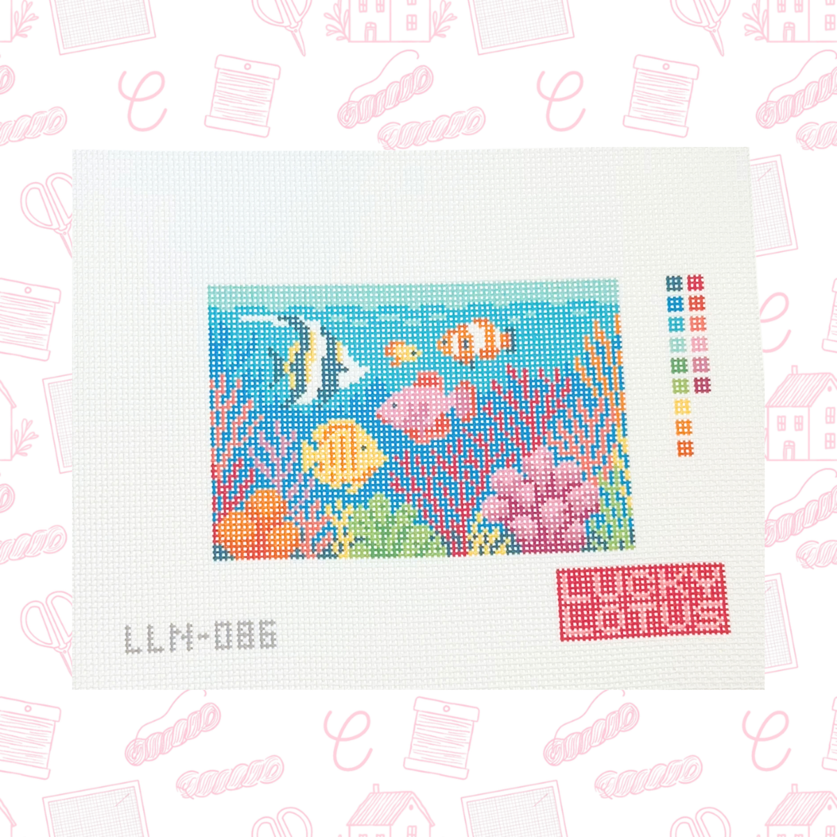 Ocean Aquarium Needlepoint Canvas, 13 Mesh, 6"x4" Design Size