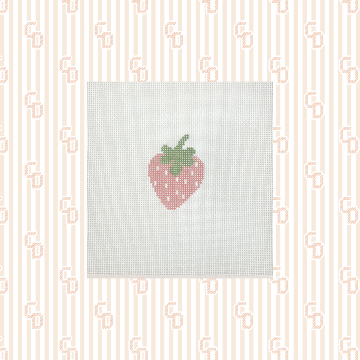 Mini Pink Strawberry Needlepoint Canvas, 18 Mesh, 1.5"x2" Design Size