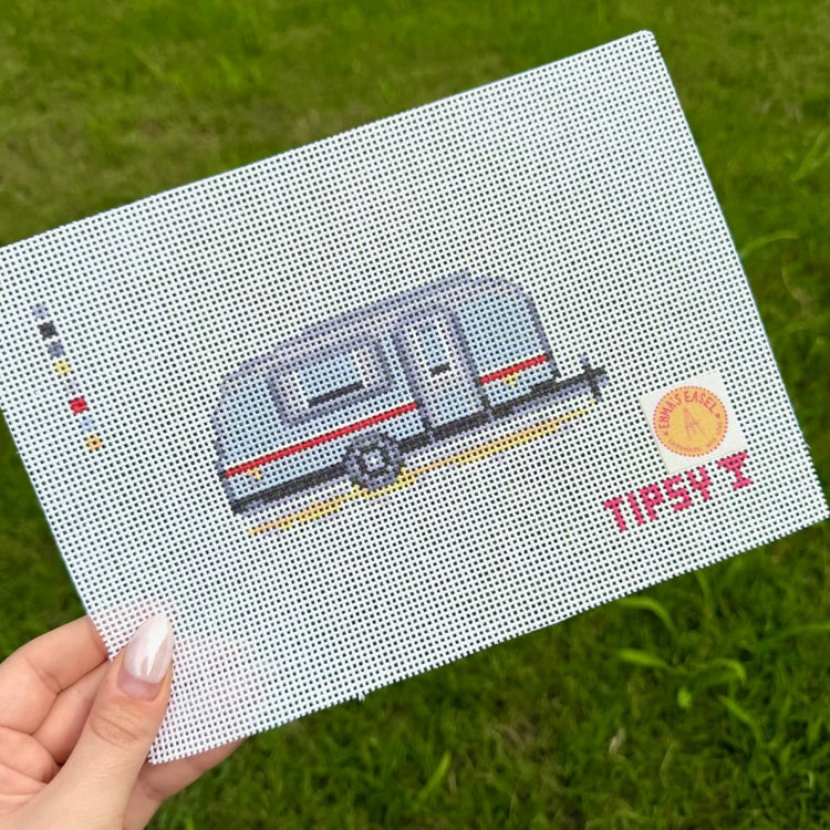Air Stream Camper Needlepoint Canvas, 13 Mesh, 4.8 X 2.3 Design