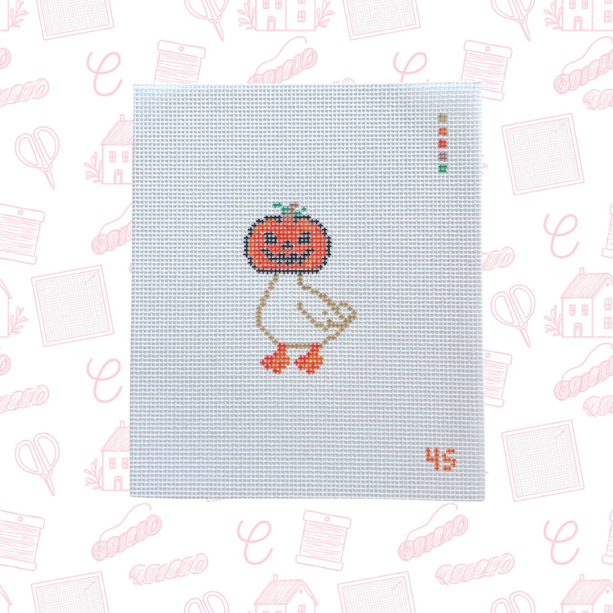 Halloween Goose Pumpkin Needlepoint Canvas, 14 Mesh