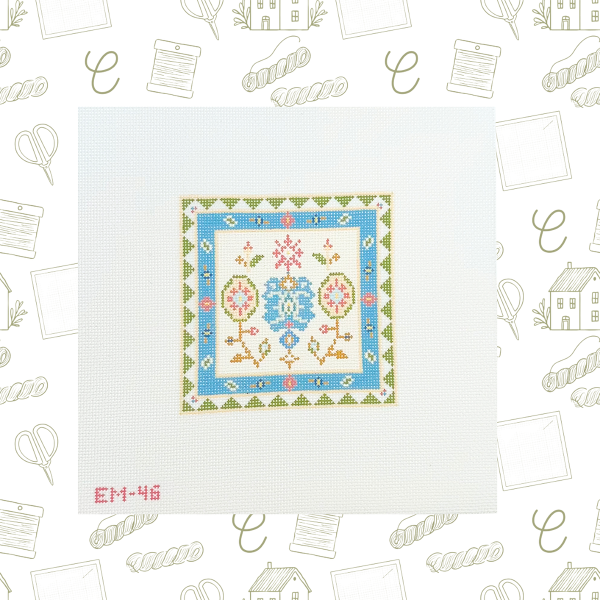 Oushak Square Needlepoint Canvas, 18 Mesh, 4.2"x4.2" Design Size