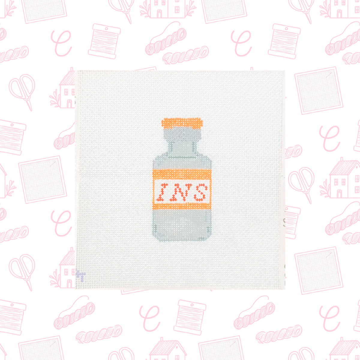 INS Medicine Vial Needlepoint Canvas, 18 Mesh, 1.5"x3.25" Design Size
