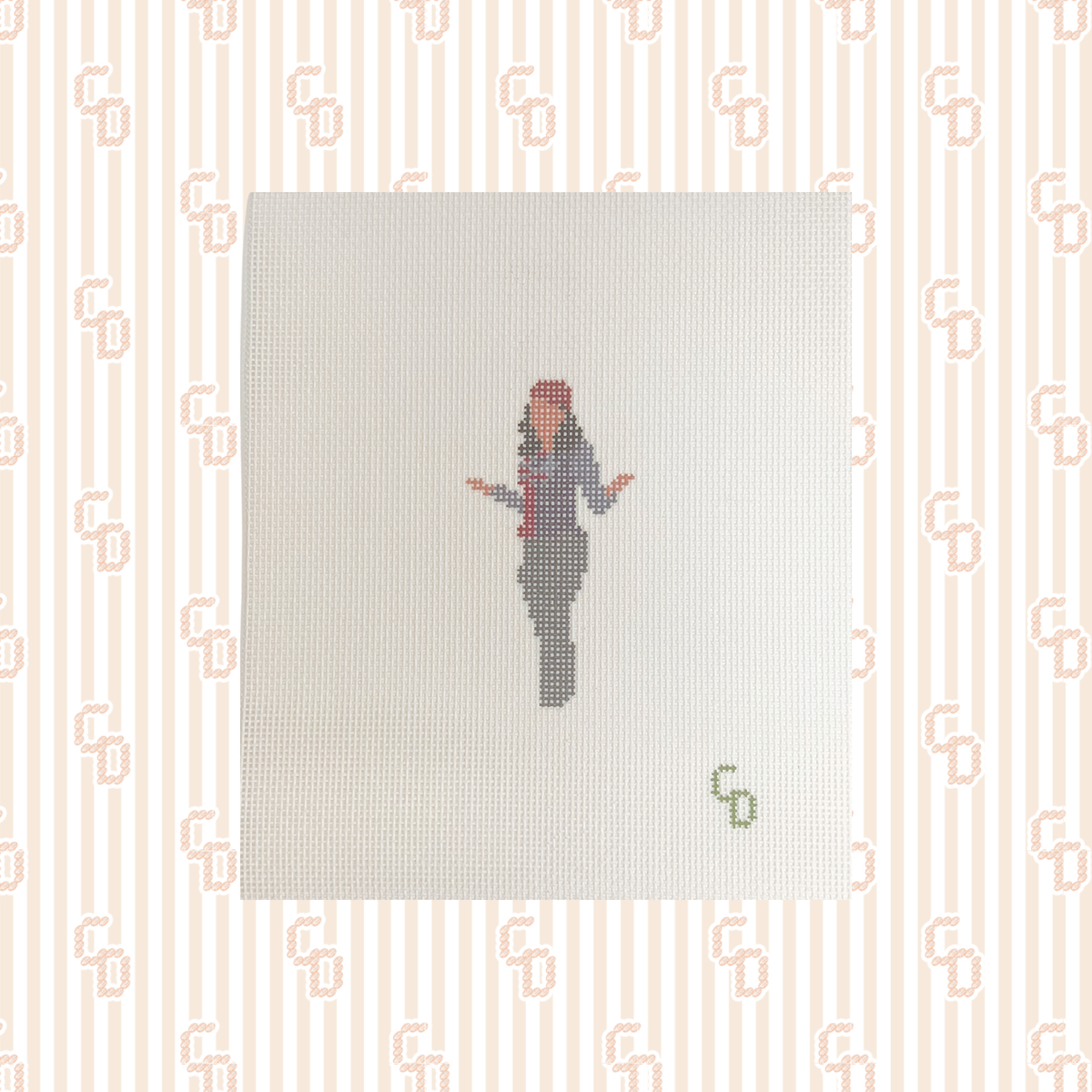 Lorelai Needlepoint Canvas, 18 Mesh, ~1.5" x3" Design Size