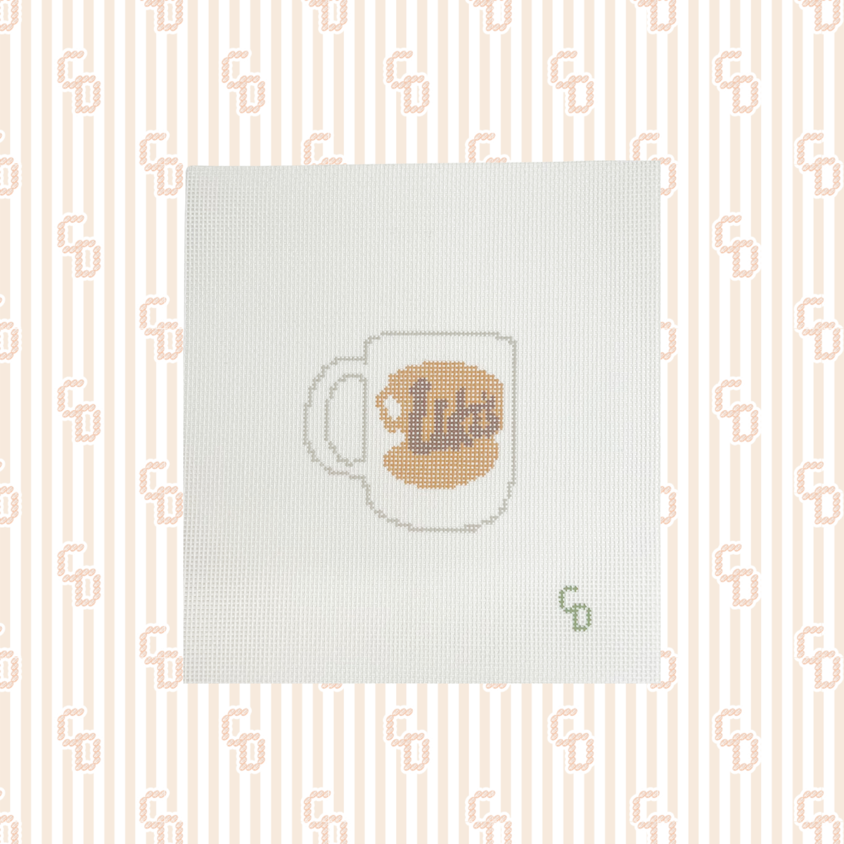 Luke's Coffee Cup Needlepoint Canvas, 18 Mesh, 3"x3" Design Size