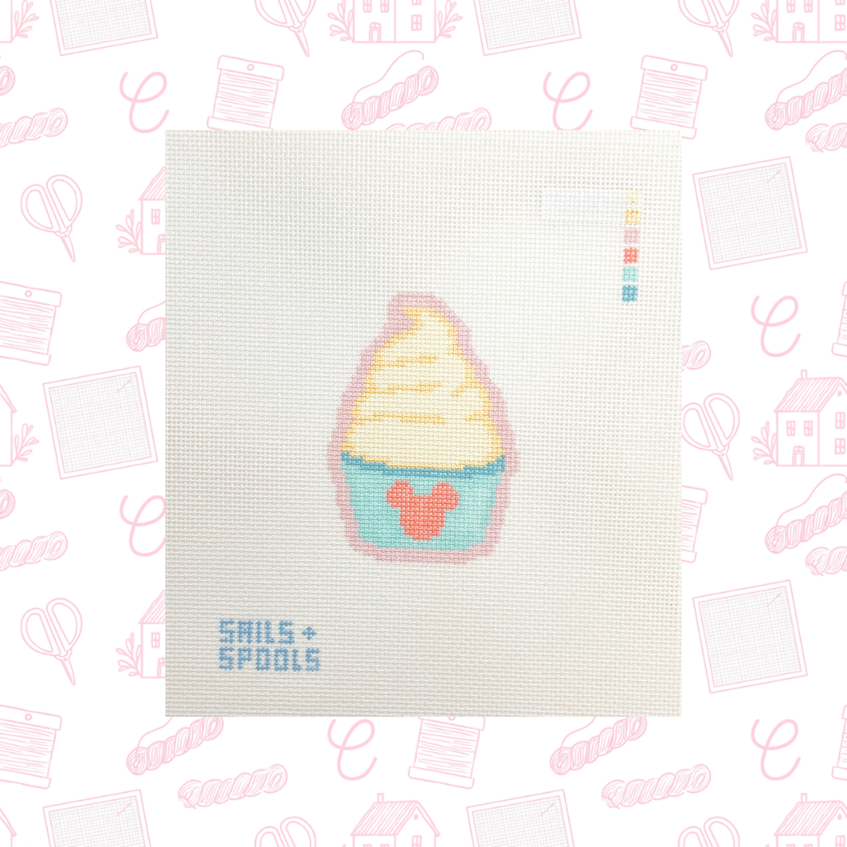 Mini Pineapple Dole Whip Needlepoint Canvas, 18 Mesh, 3.2"x2.3" Design Size