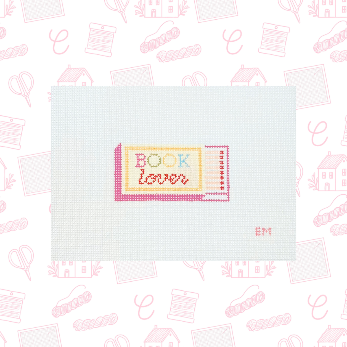 Book Lover Matchbox Needlepoint canvas, 18 Mesh, 1.9"X3.7" Design Size