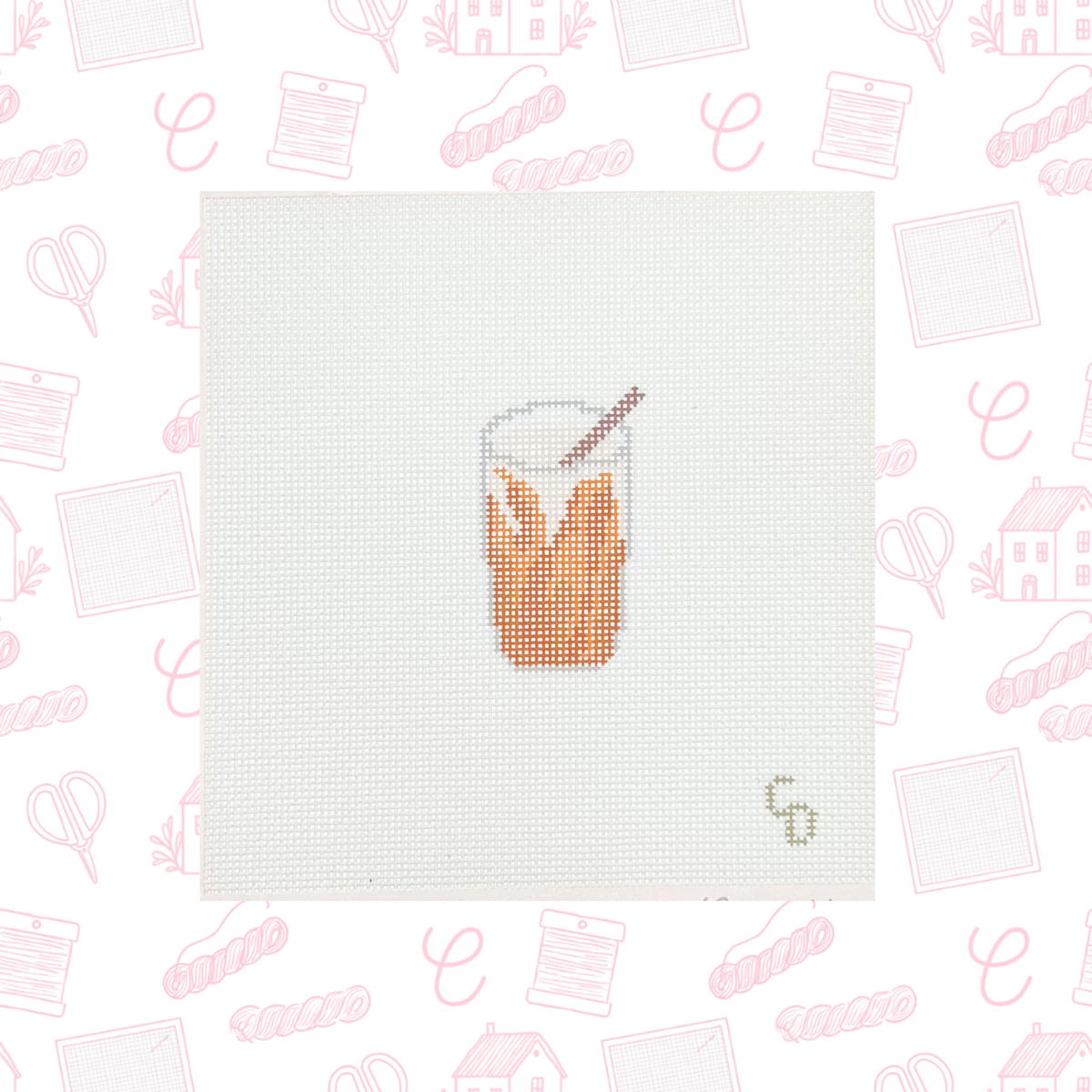 Mini Iced Latte Needlepoint Canvas, 18 Mesh, 1.25"x2.5" Design Size