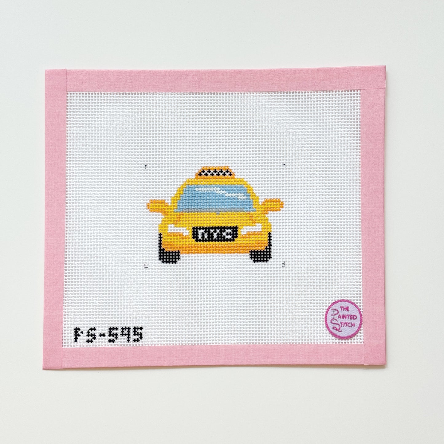 NYC Yellow Taxi Cab Needlepoint Canvas, 13 Mesh, 4x3 Design