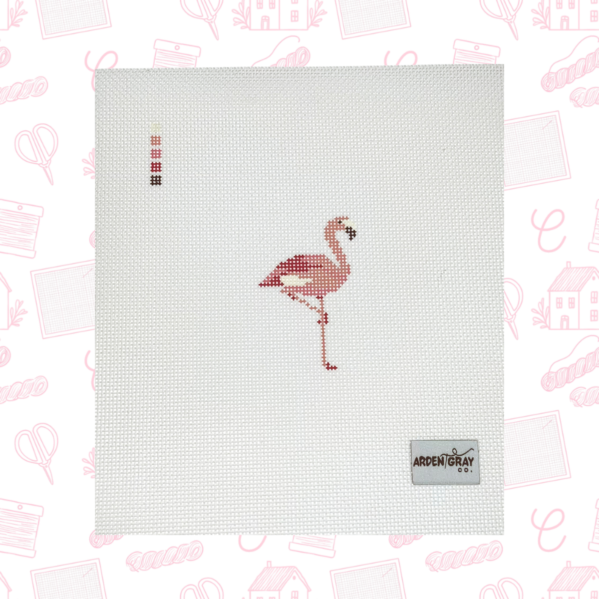Mini Flamingo Needlepoint Canvas, 18 Mesh, 1.5"x2.5" Design Size