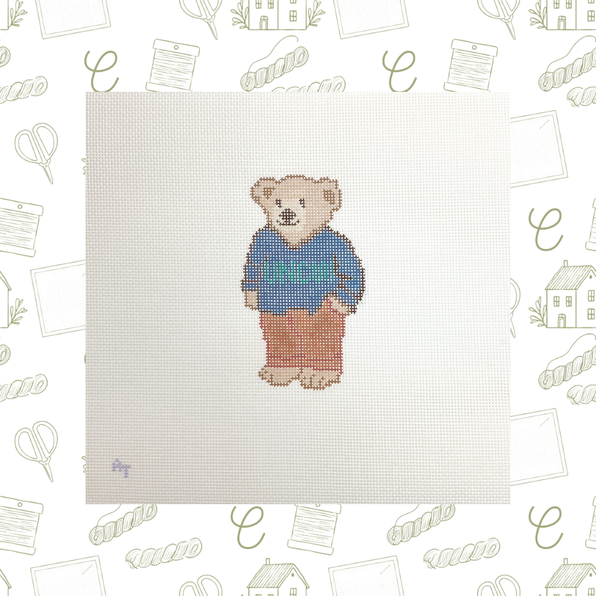 Seahawk NC College Bear Needlepoint Canvas, 18 Mesh, 2.5"x4" Design Size