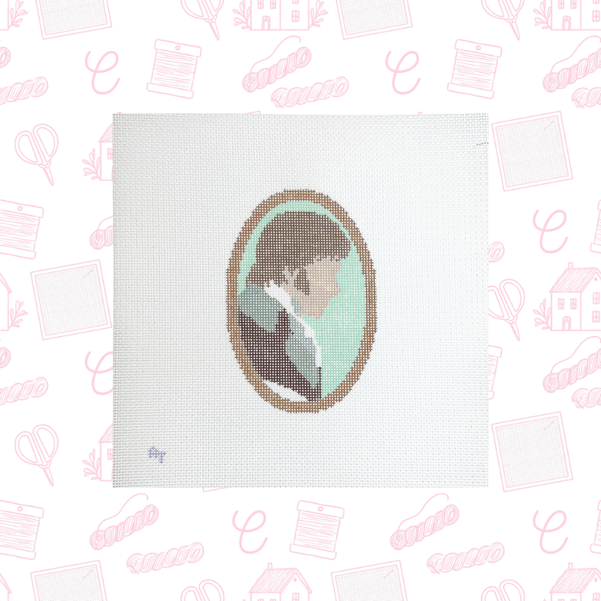 Mr. Darcy Frame Needlepoint Canvas, 18 mesh, 5"x3.5" Design Size