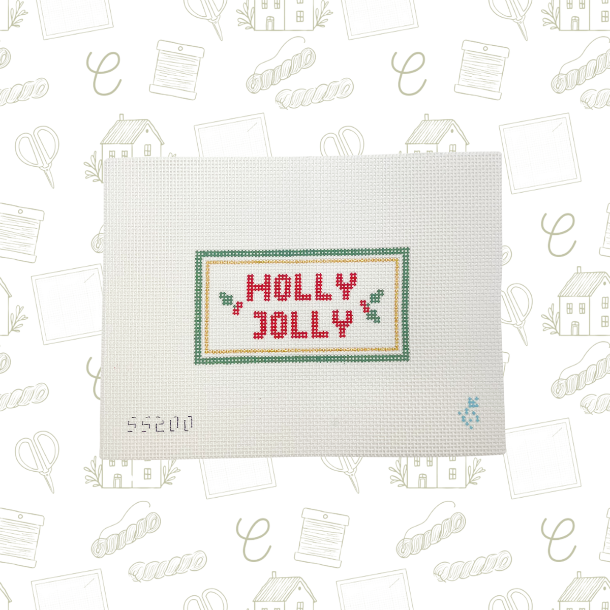 Holly Jolly Needlepoint Canvas, 13 Mesh, 5" x 2.5" Design Size