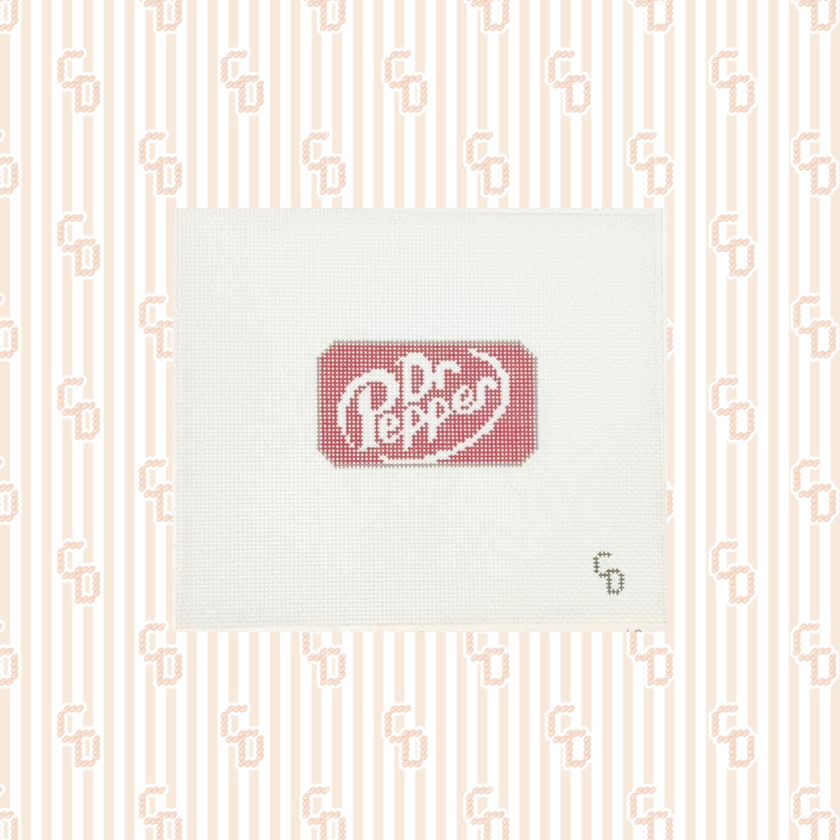 Dr. Soda Can Needlepoint Canvas, 18 Mesh, ~3"x2" Design Size