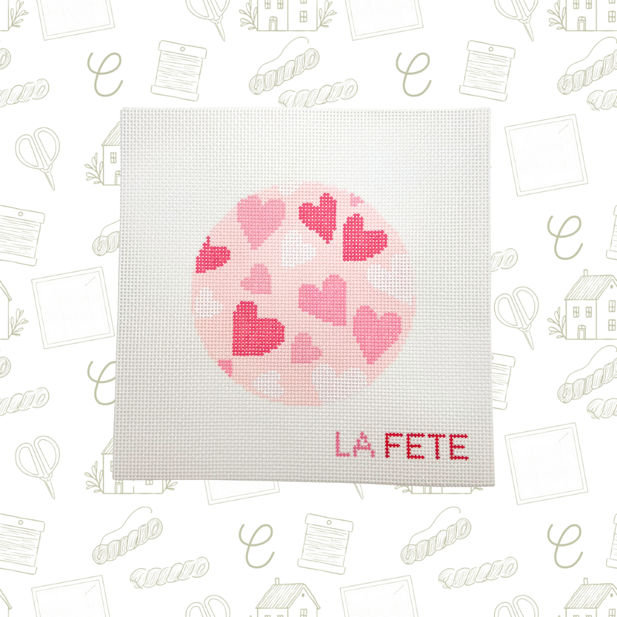 Heart Love Round needlepoint Canvas, 13 Mesh, 5" Round