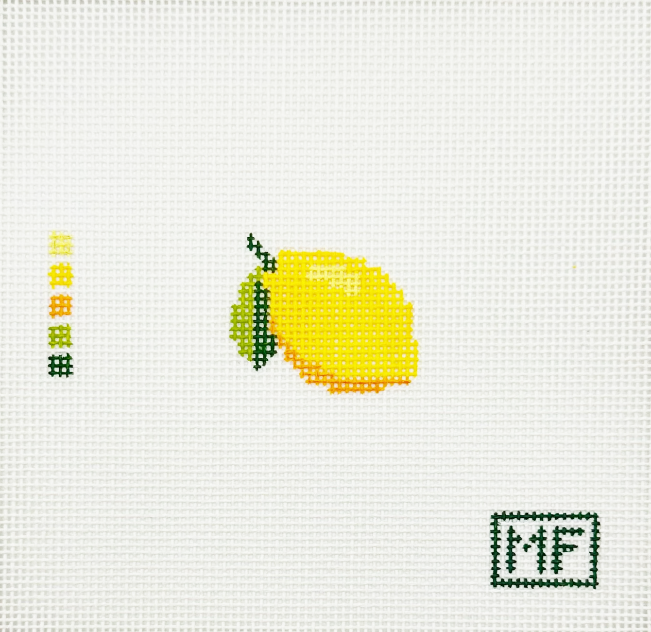 Mini 1.5"x1.5" Lemon Needlepoint Canvas, Mini Beginner Needlepoint Canvas, 18 Mesh