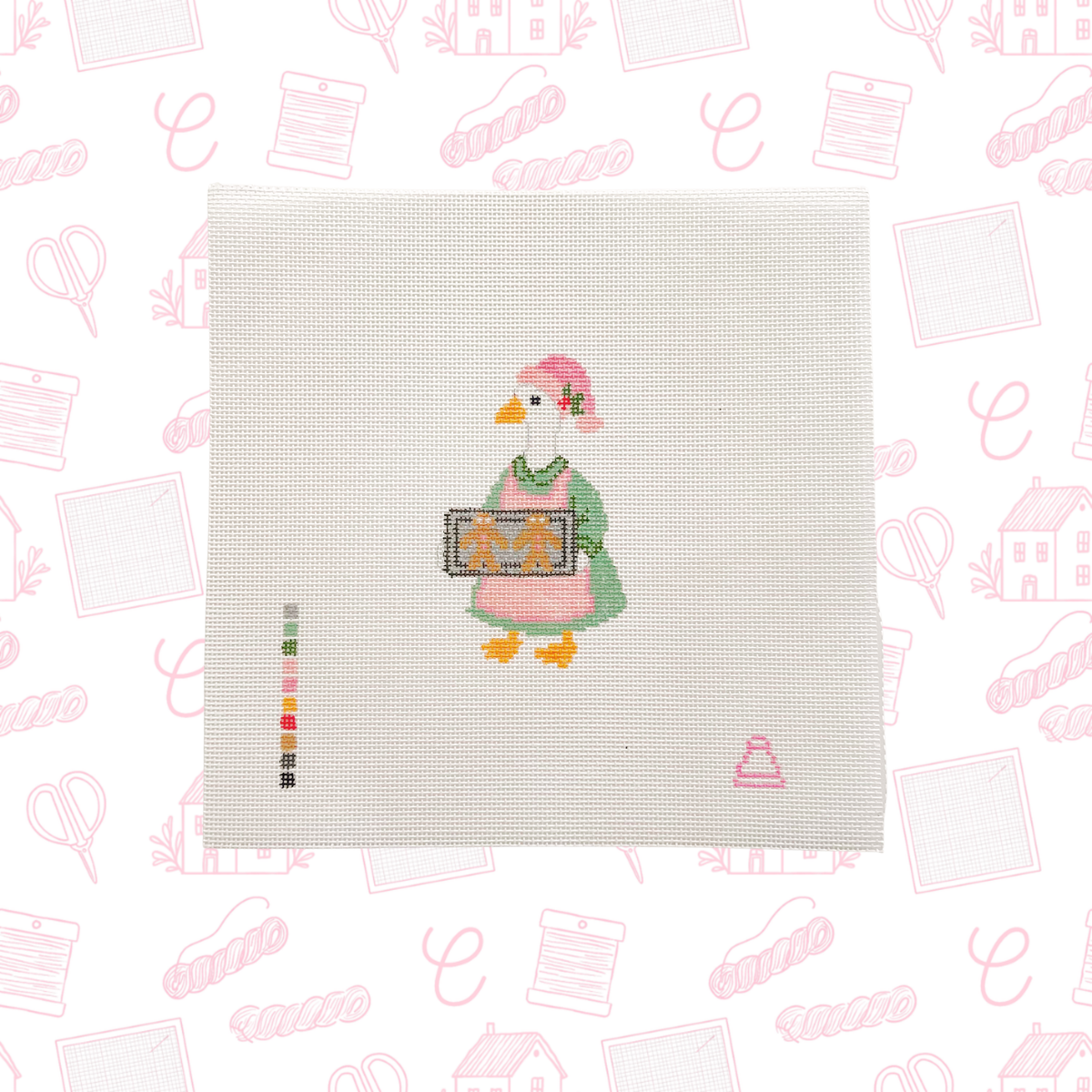 Mrs. Clause Christmas Goose Needlepoint Canvas, 18 Mesh, 2.5"x4" Design Size