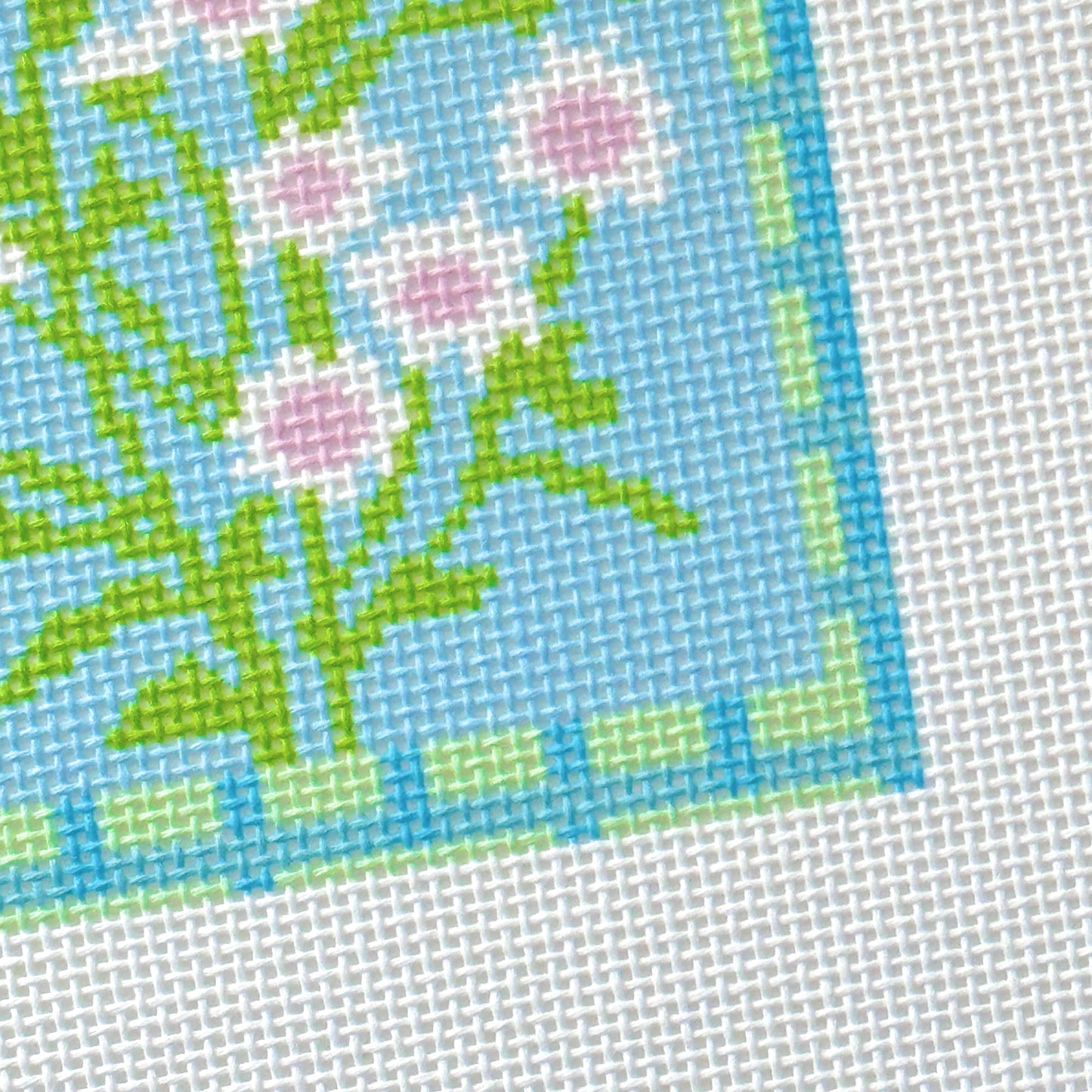 Blue Floral Needlepoint Canvas, Pink Flower Needlepoint Canvas, 18 Mesh Floral Needlepoint, Spring Needlepoint Canvas