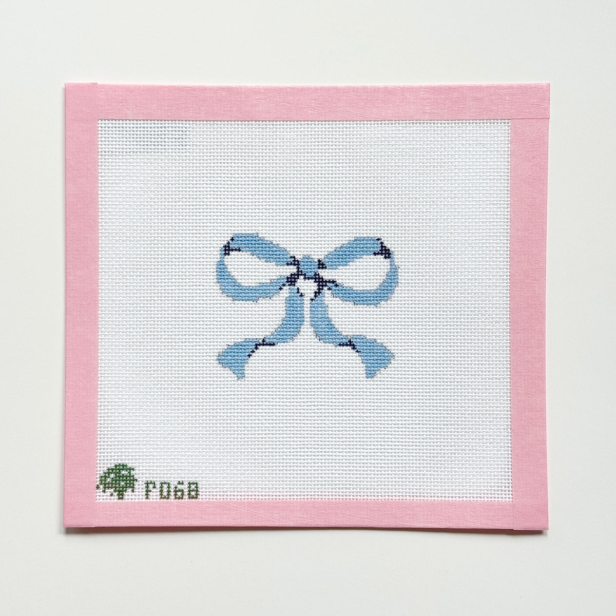 Blue Coquette Bow Needlepoint Canvas, 18 Mesh, 3x3 Design