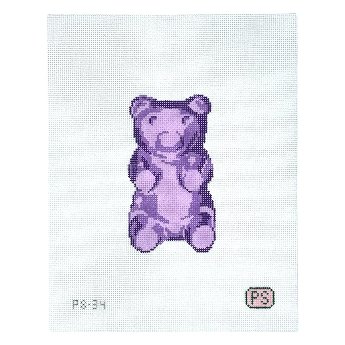 Purple Gummy Bear needlepoint canvas