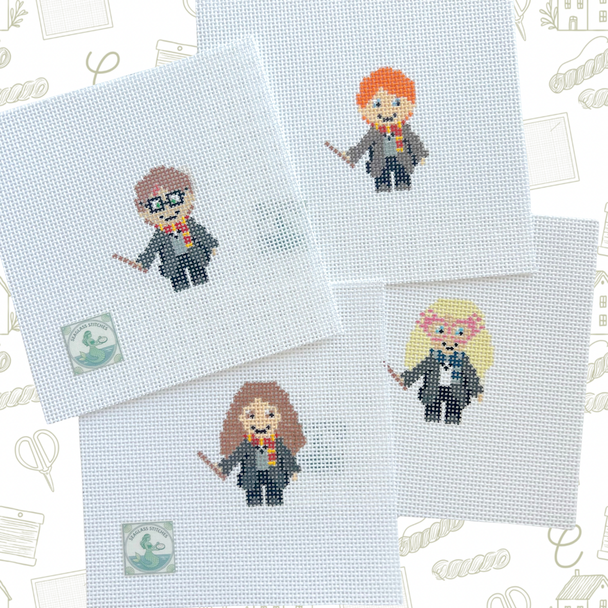 Wizard HP School Girl Needlepoint Canvas, 13 mesh, ~2"x2.5" Design Size