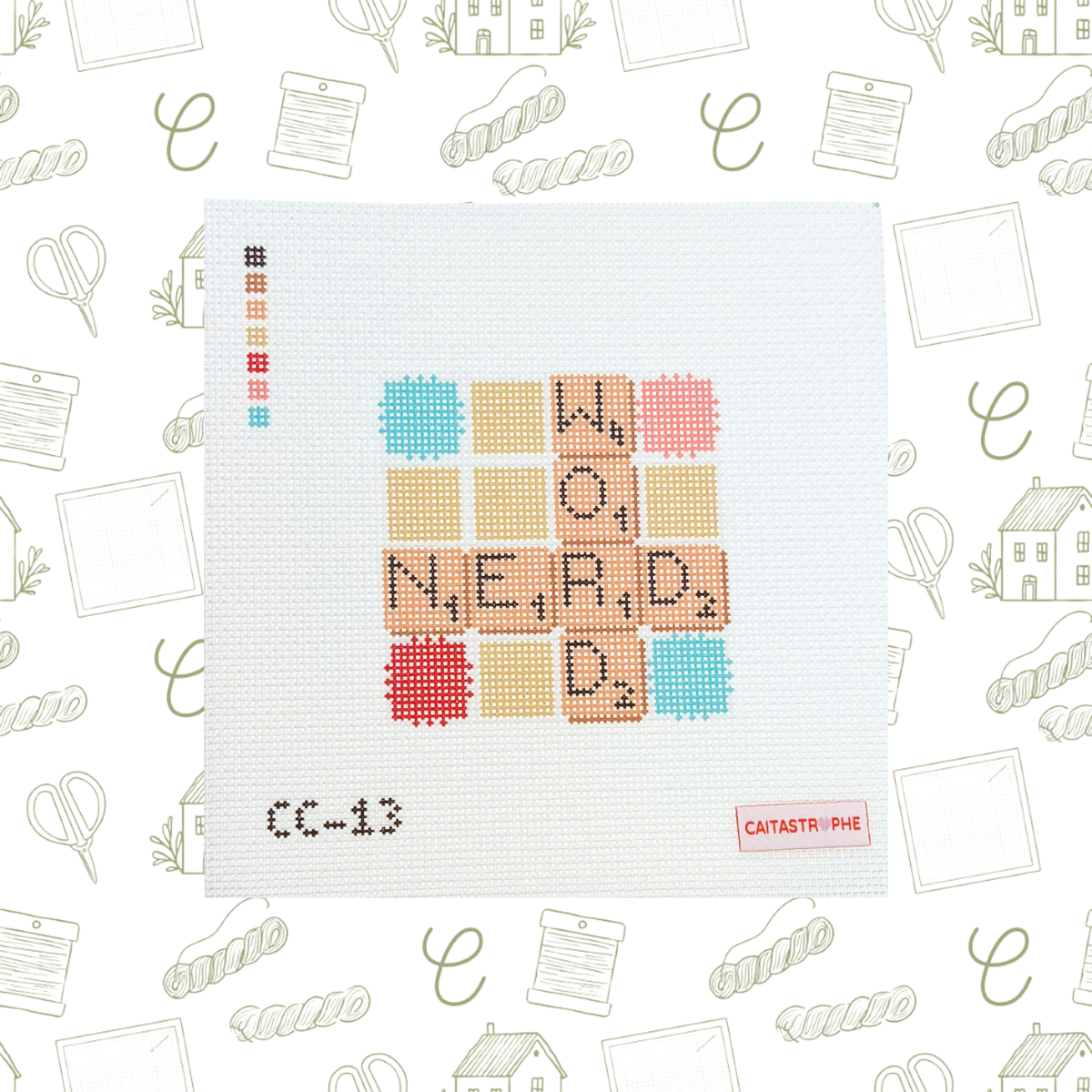 Word Nerd Needlepoint Canvas, 13 Mesh, 4" x 4" Design Size