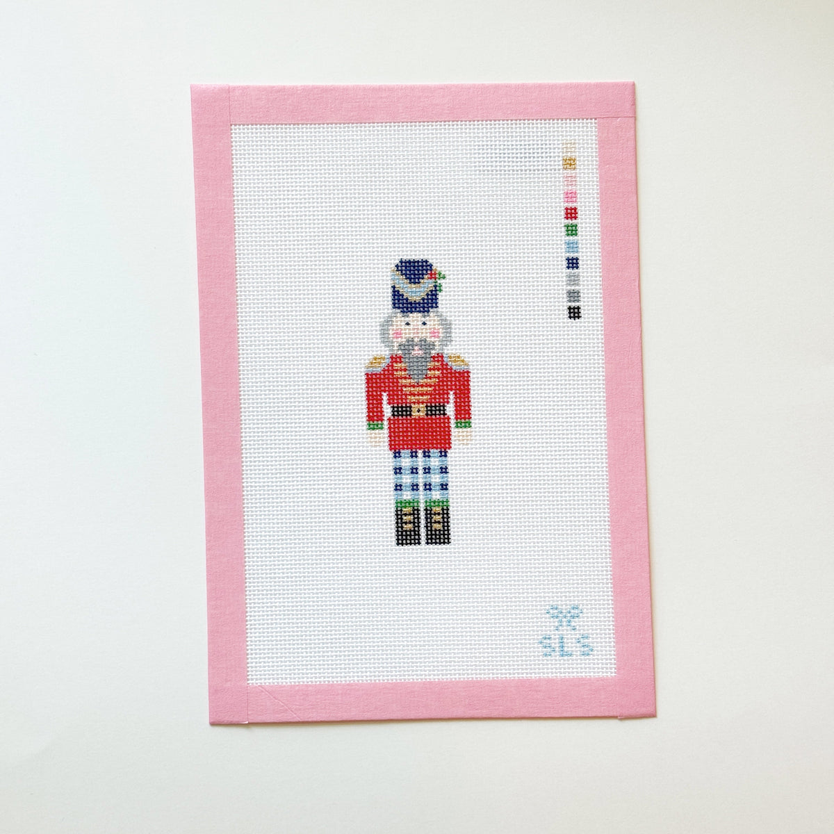 Gingham Nutcracker Classic Christmas Needlepoint Canvas, 18 Mesh, 1.5x3.8 Design