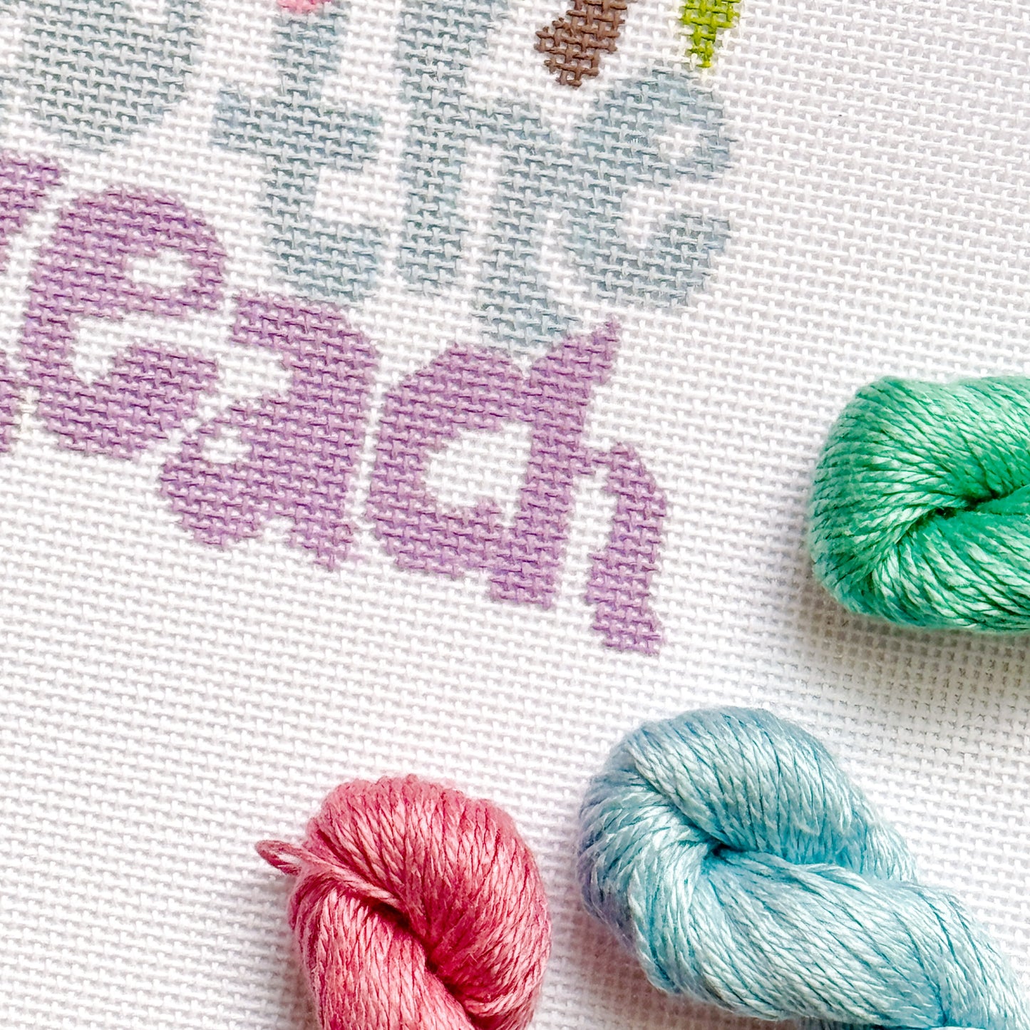 Take Me to the Beach Retro Needlepoint Canvas | Hand-Painted 18 Mesh | 5” x 4” Design on 8” x 8” Canvas