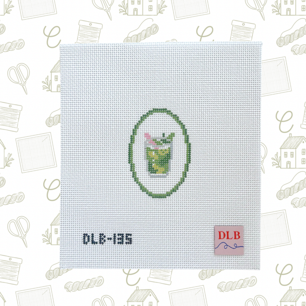 Mini Mojito Needlepoint Canvas, 14 Mesh, 2.25" x 3.25" Design Size