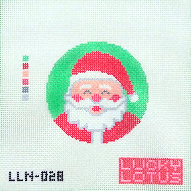 Cheeky Santa Christmas needlepoint canvas by Lucky Lotus Needlepoint