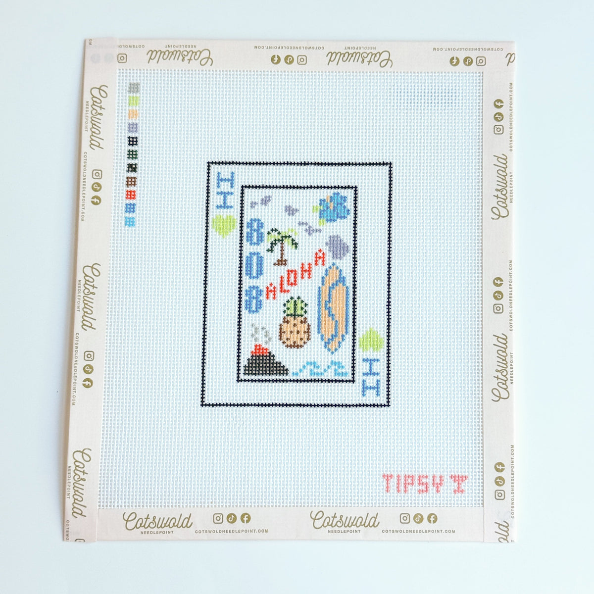 Hawaii Playing Card Travel Vacation Needlepoint Canvas, 18 Mesh, 3.5x4.5 Design