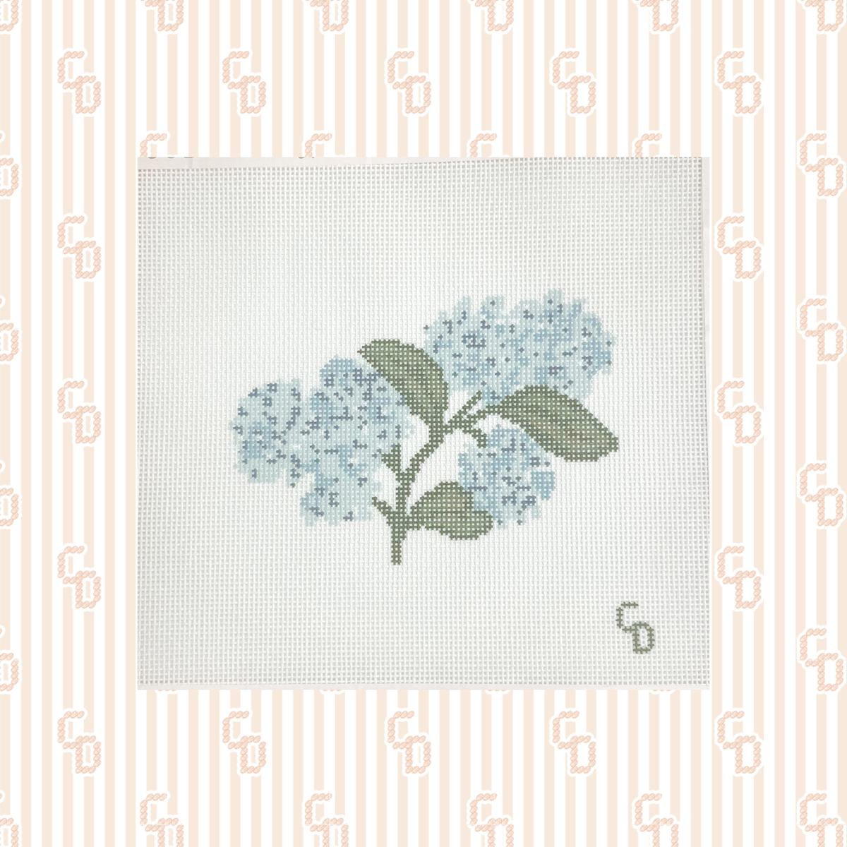Hydrangea Bush Needlepoint Canvas, 18 Mesh, 4.5"x3" Design Size
