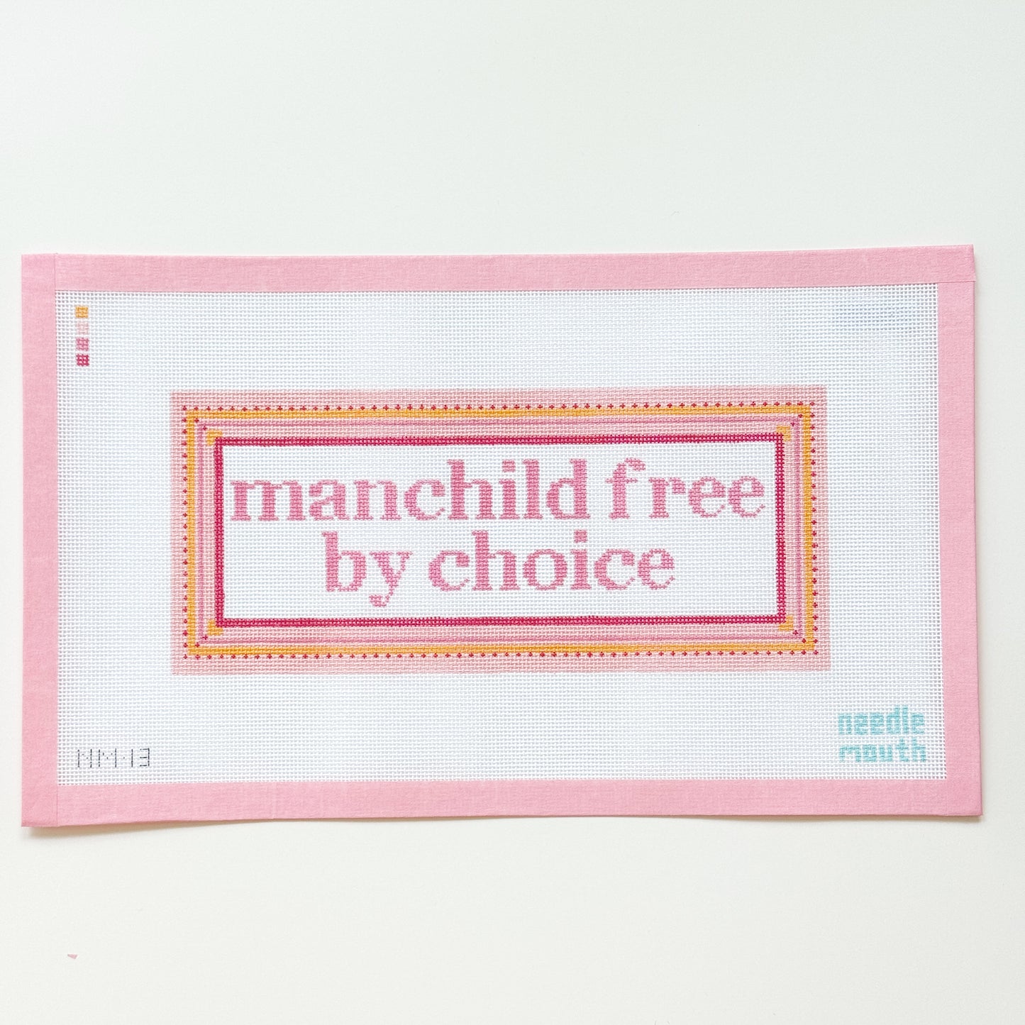 Man Free By Choice Needlepoint Canvas, Snarky Needlepoint Canvas, 18 Mesh, 9.5”x4” Design