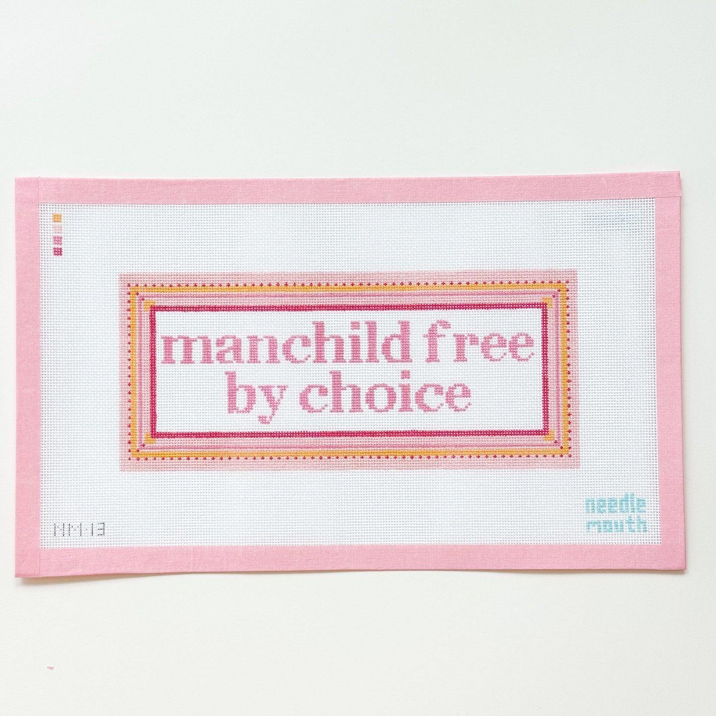 Man Free By Choice Needlepoint Canvas, Snarky Needlepoint Canvas, 18 Mesh, 9.5”x4” Design
