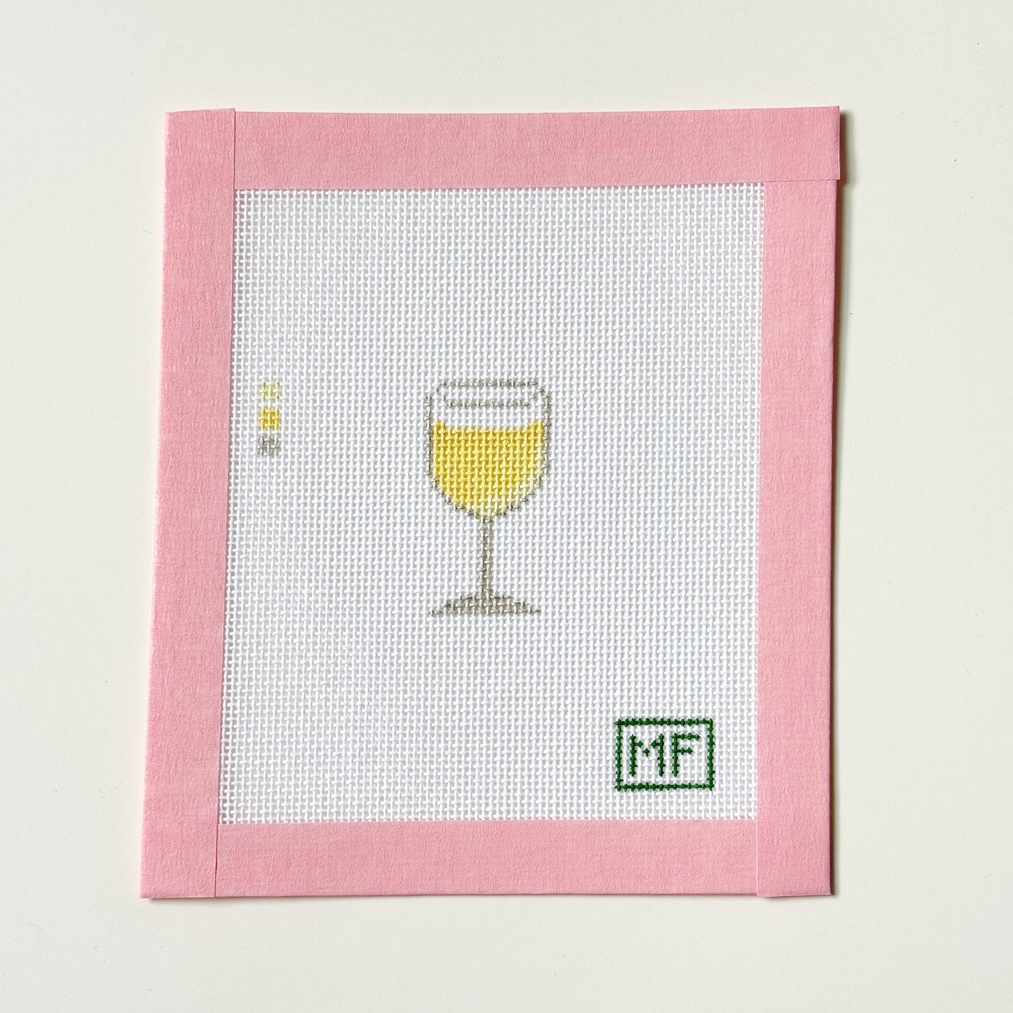 White Wine Glass Mini Needlepoint Canvas, 18 Mesh, 1x2 Design