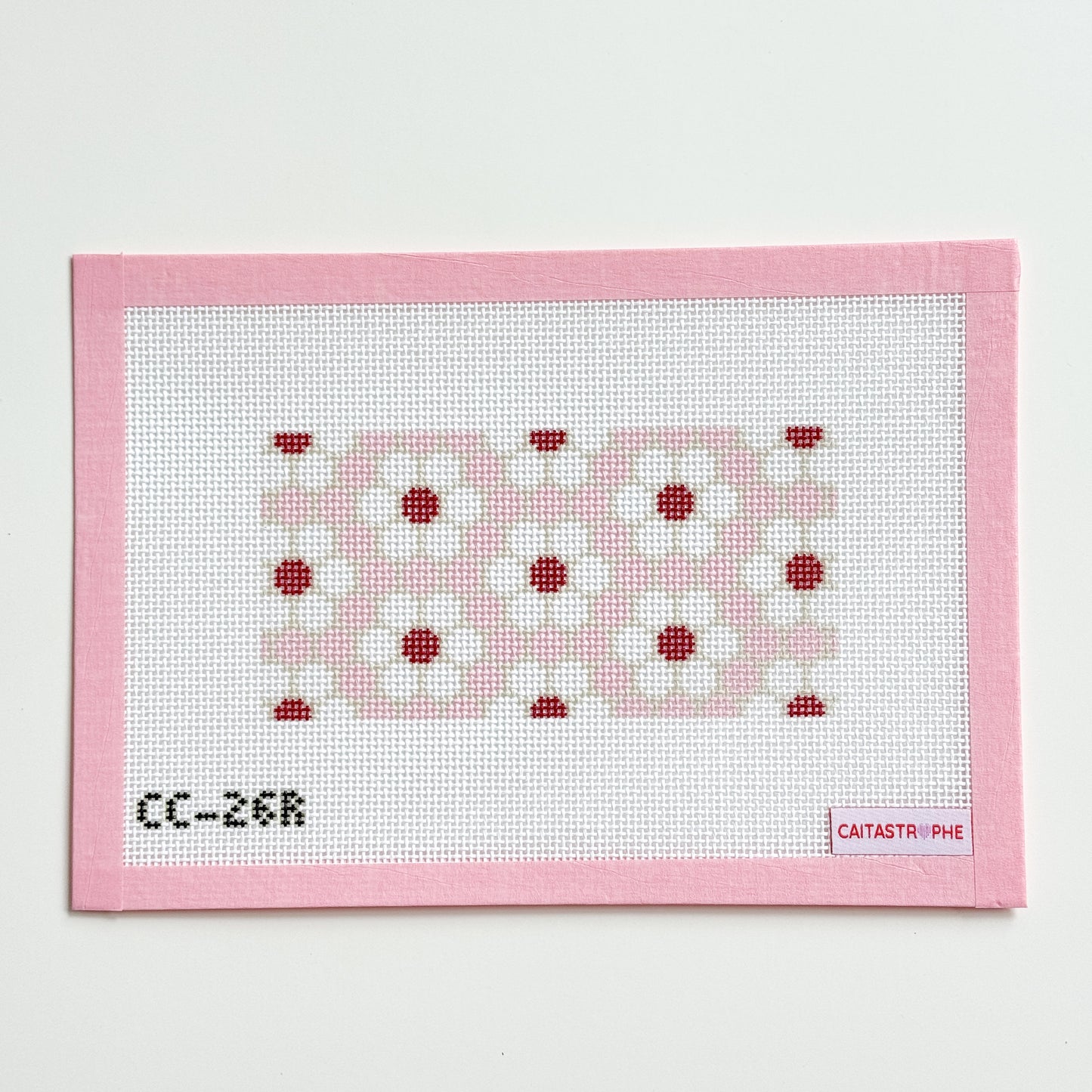 Flower Tile Pink Purse Insert Needlepoint Canvas, 13 Mesh