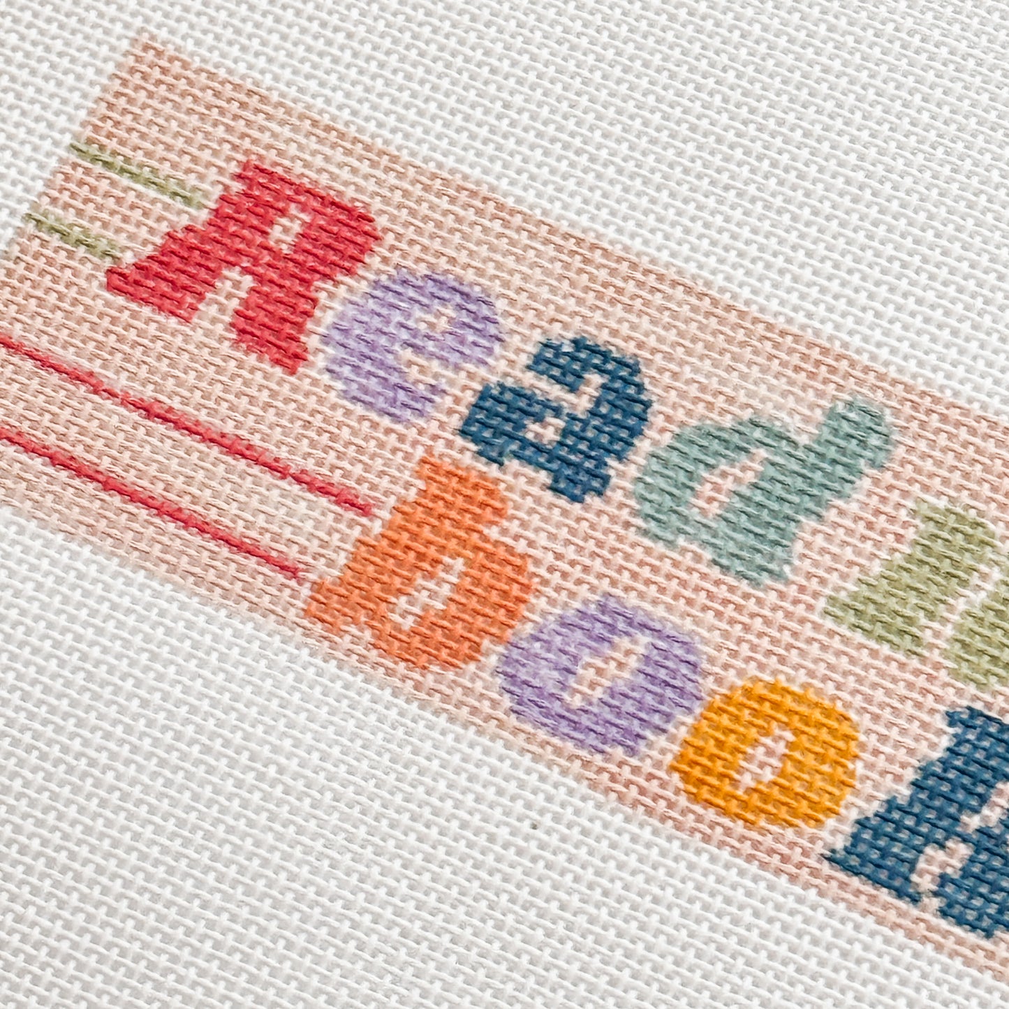 Hand-Painted Needlepoint Bookmark Canvas | 2” x 7” | 18 Mesh | Retro Reading Design