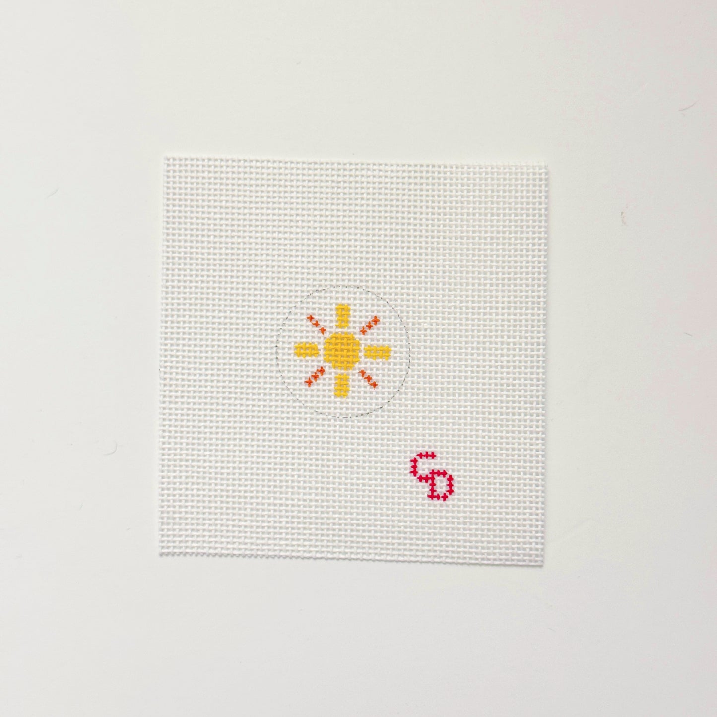 Mini 1” Round Bag Tag Insert Sunshine Summer Hand Painted Needlepoint Canvas 18 Mesh, 1x1 Design