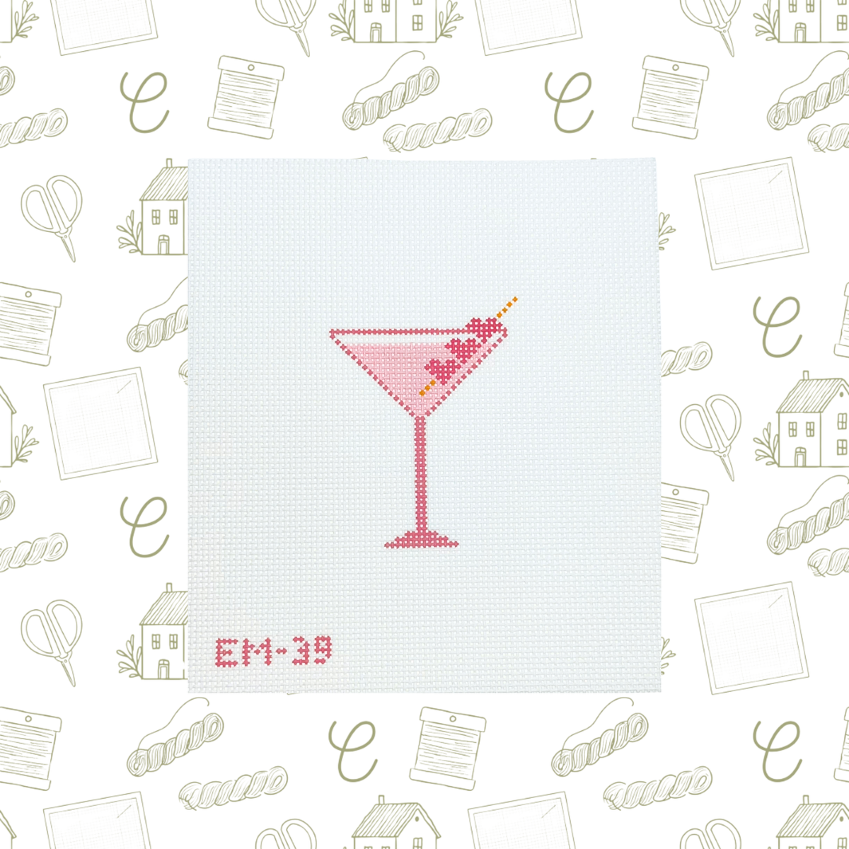 Pink Martini Needlepoint Canvas, 13 Mesh, 3.2"x1.9" Design Size