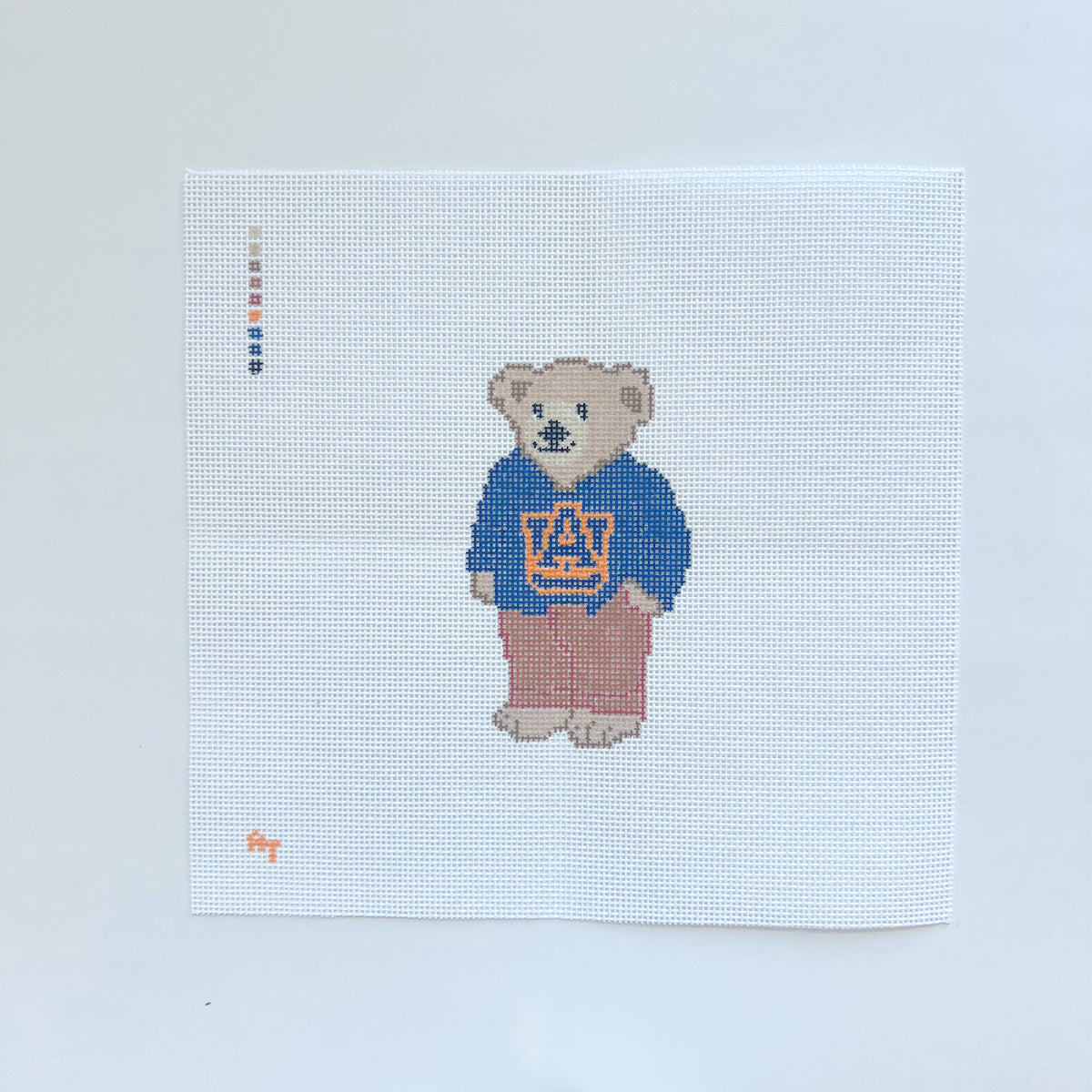 War Eagle AL College Bear Needlepoint Canvas, 18 Mesh, 4.5x2.5” Designs Size