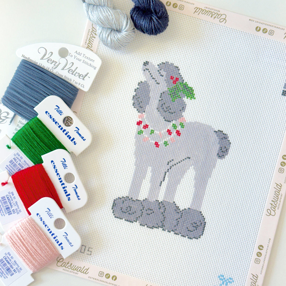 Christmas Poodle Needlepoint Canvas