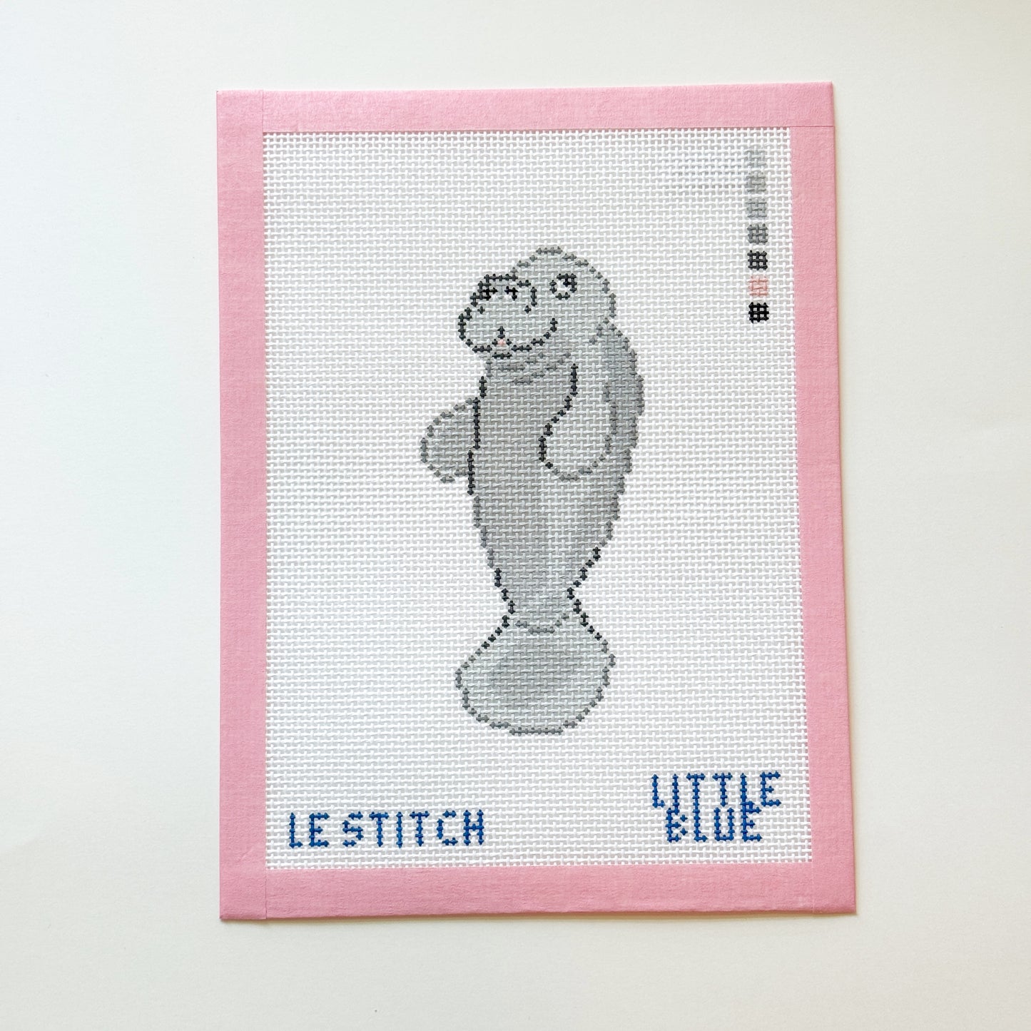 Happy Manatee Needlepoint Canvas, 13 Mesh, Sea Life Needlepoint, 2.5x4.5 Design